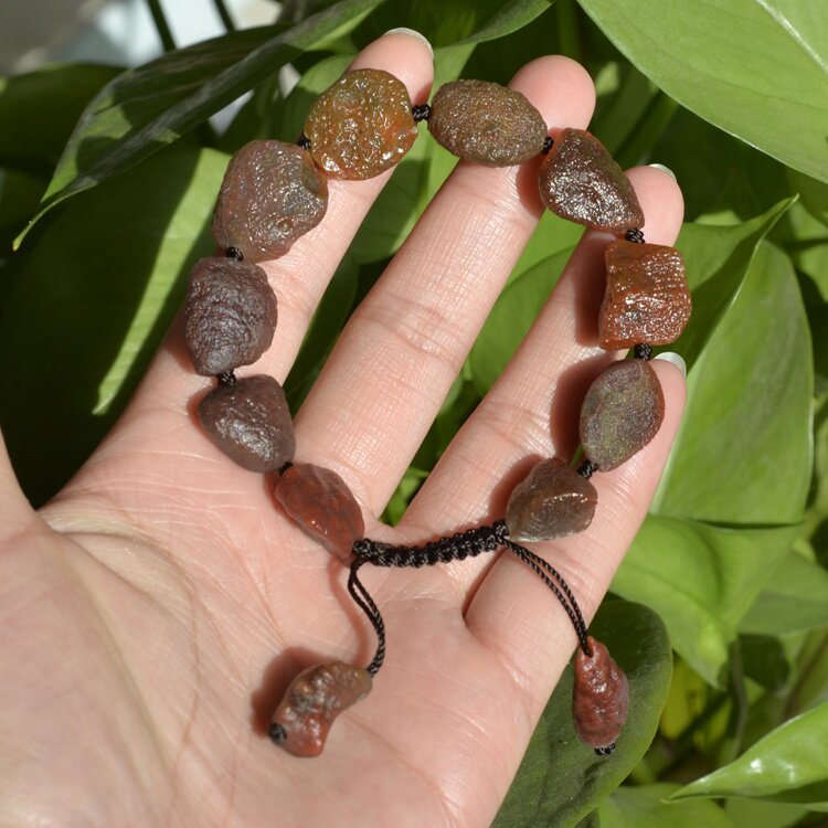 5#Xinjiang Raisin agate hand chain Gobi Agate rough hand chain Black Mountain Agate hand chain surface material oil run