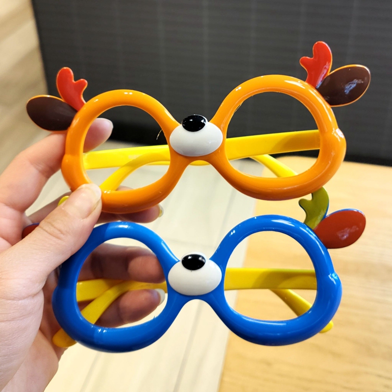 Baby Glasses Frame Cute Antlers Kidsren's Silicone Toy Lensless Glasses Super Cute Boys and Girls Decorative Frames