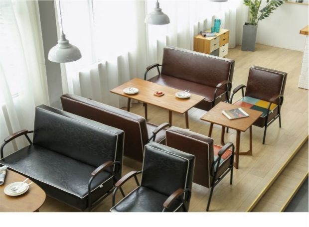 Sofa họp kinh doanh, nội thất văn phòng tối giản kiểu dáng đẹp, tiếp tân, đàm phán, sofa đơn giản, kết hợp bàn cà phê ba người - FnB Furniture chân sắt bàn gỗ