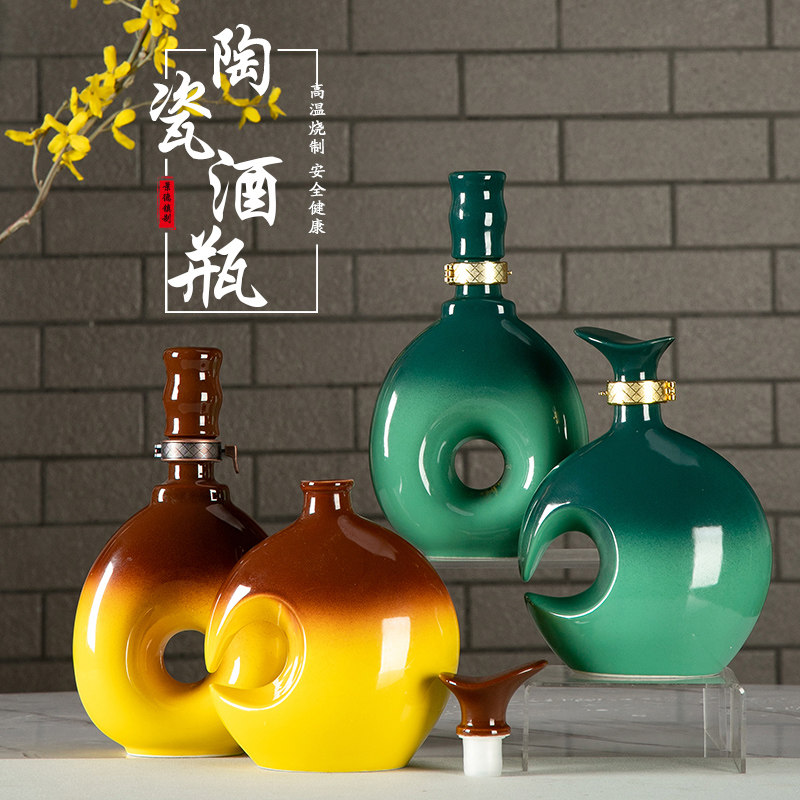 Jingdezhen Ceramic empty wine bottle swinging piece 1 catty day of month bottle creative wine jug wine Wine Filling Wine filling liquor appliance