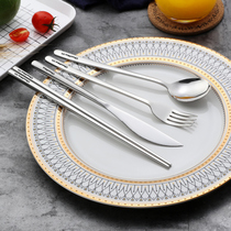 304 stainless steel knife fork and spoon three-piece chopstick spoon two-piece golden spoon and fork high-end Western tableware set