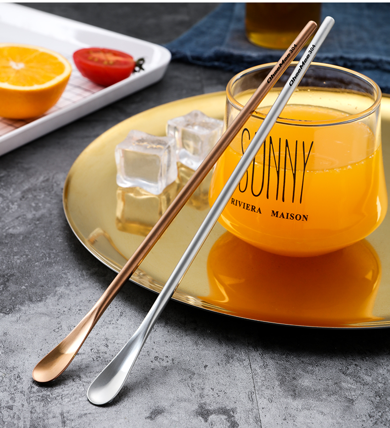 Nhật Bản phong cách inox 304 dài tay cầm thanh khuấy cà phê thìa nhỏ sáng tạo đá muỗng cocktail bartender mật ong thìa - Cà phê phin pha cafe inox lớn