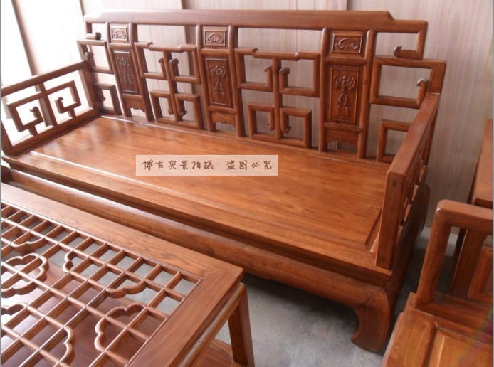 Nội thất phòng khách Sofa Trung Quốc 3 + 1 + 1 Sofa gỗ nguyên khối đơn ba người nội thất cổ điển - Bộ đồ nội thất giường ngủ thông minh hiện đại