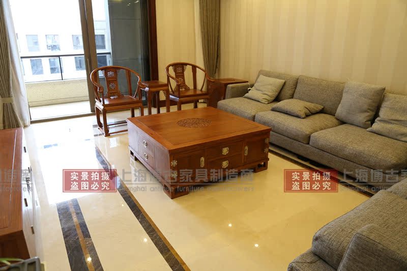 Trung Quốc smith Bogu mới Trung Quốc Hedgekey gỗ hồng mộc vuông bàn cà phê Phòng khách gỗ hồng mộc Su đồ nội thất cũ tro bàn trà - Bàn trà bàn tiếp khách văn phòng