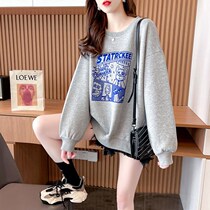 oversize Lazy Wind Pure Cotton Black Round Collar Necropolis Women 2022 Spring Autumn New Loose Superior Feel Blouse