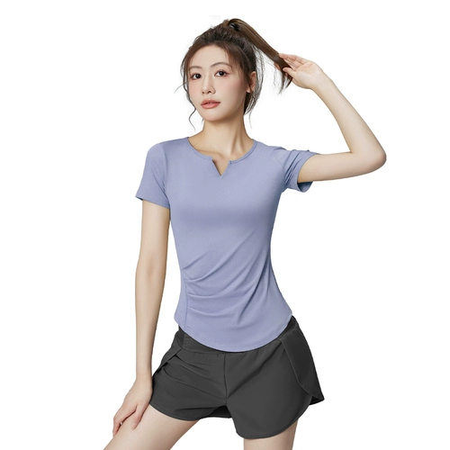 Спортивный костюм, одежда для йоги, футболка для тренировок для спортзала, для бега, короткий рукав