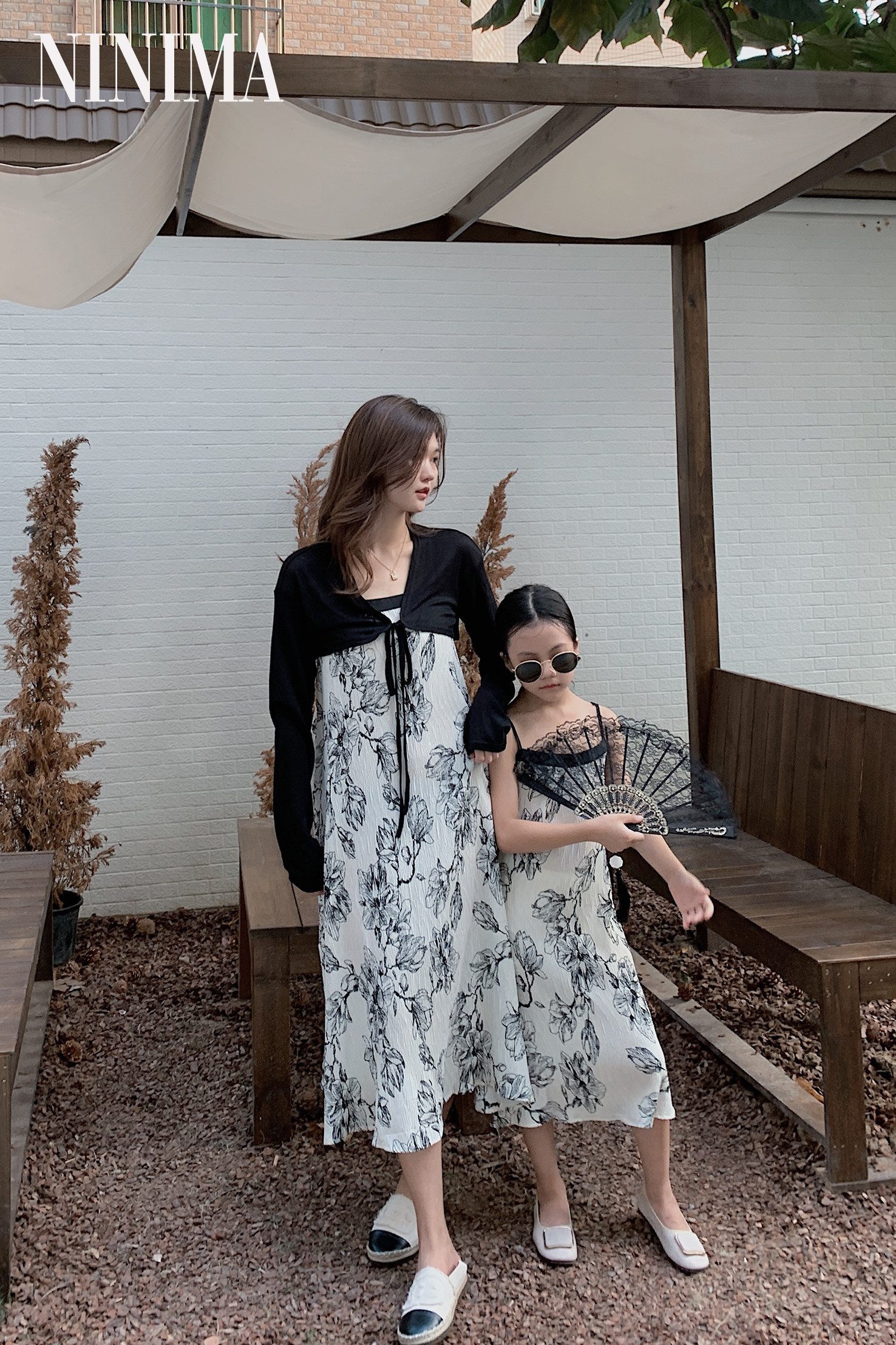 Niney Mother dress summer retro temperament Helpburn wind slim printing press fold belt dress long dress female dress