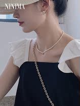 Nini mom light luxury niche design sense natural pearl necklace retro versatile pendant choker accessories simple