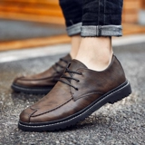Martens, осенние дышащие туфли для отдыха из черной кожи в английском стиле, из натуральной кожи