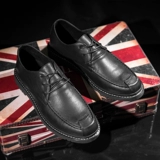 Martens, осенние дышащие туфли для отдыха из черной кожи в английском стиле, из натуральной кожи