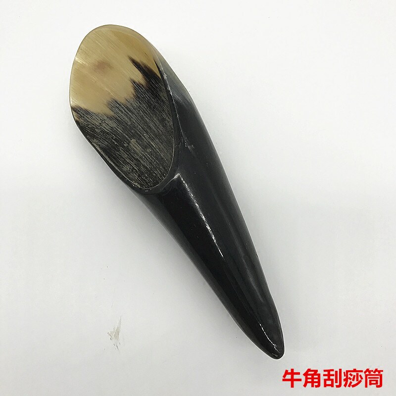 天然牛角刮痧勺按摩板刮痧筒点穴棒拨经棒大号茶勺牛角筒刮痧