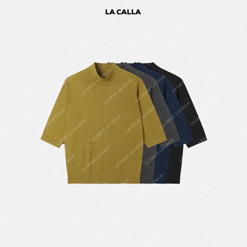 Shenqiuqiu La Calla 100% Sheep Wool Biella Yarn Yangzi Yarn Spring and Autumn T-Shirt Wd26T39