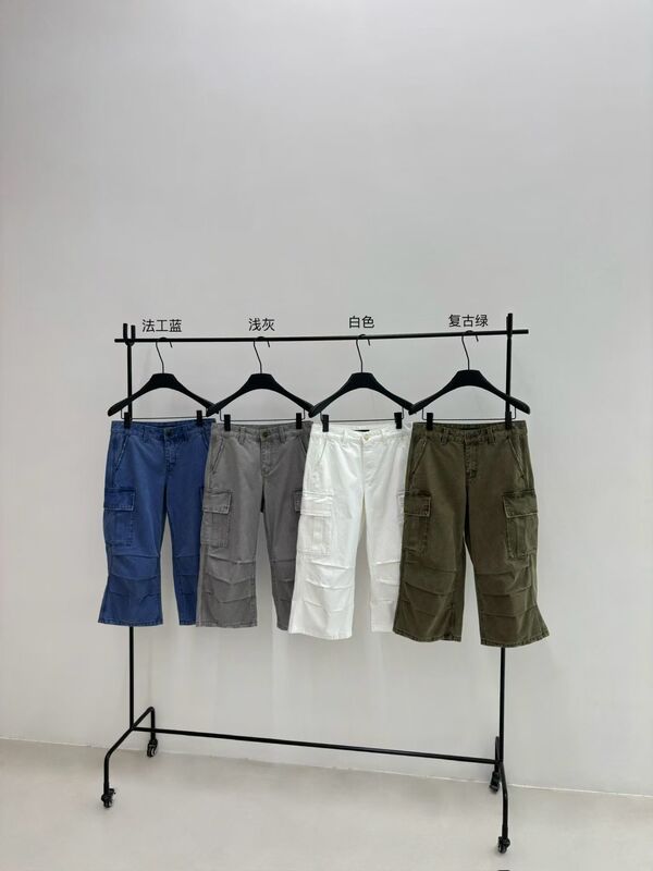 Hello September Black Label New Retro Washed Cotton Workwear Capri Pants V63212Xj Hello September Black Label New Retro Washed Cotton Workwear Capri Pants V63212Xj