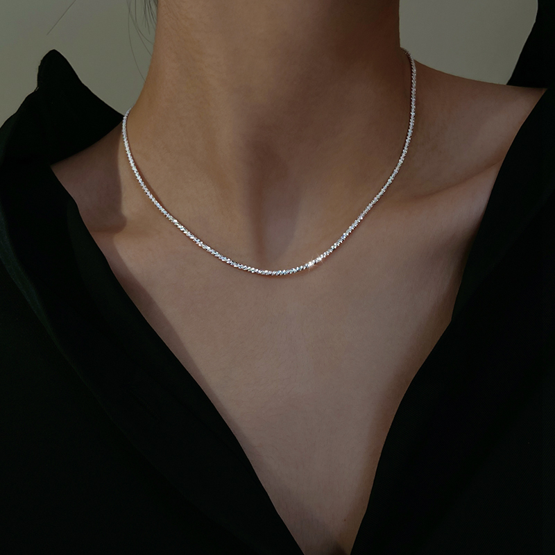 Zhou Dafu Huanmei Pooh light clear 925 pure silver Full Star necklace woman 2021 New collarbone chain Little crowdsourced