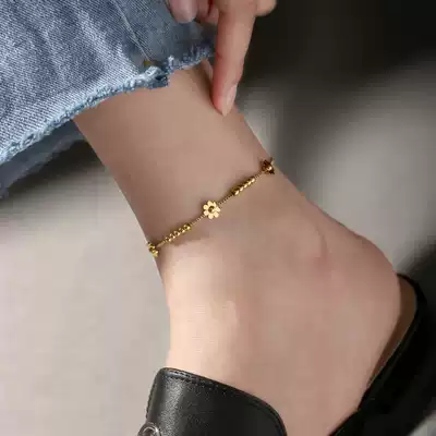 Chow Tai Fook Huanmei Anklet 2021 New Tide Little Daisy Fairy 18K Gold Rose Golden Insen Senior Sense