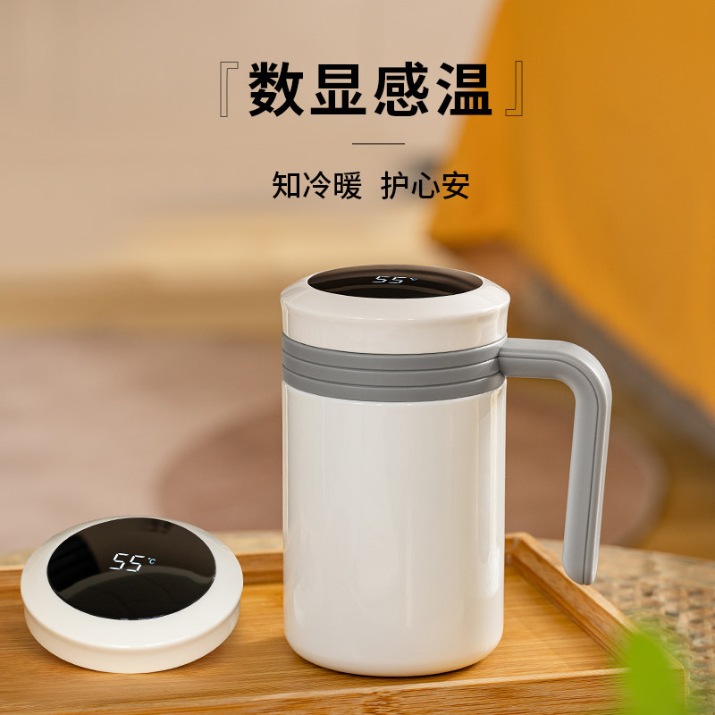 ECOTEK Smart Insulation Cup Women's Office Coffee Mark Cup High Face Value Tea Water Separation Male Mug With Handle