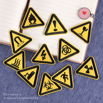 Cartoon triangle traffic fire signs embroidery badge stickers clothes shoes and hats decoration hole patch patch cloth stickers