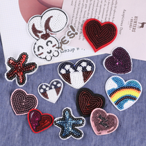 Cute rabbit love sequin embroidery Zhang Tsai patch clothes hat decoration shoes and hats repair hole patch patch can be sewn cloth patch
