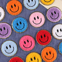 New cartoon cute towel embroidered smiley face embroidery badge stickers clothes decoration shoes and hats hole patch can be sewn cloth paste