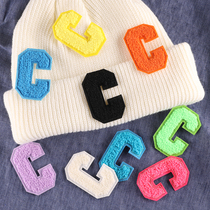 Multi-color towel embroidered letter C clothes decoration shoes and hats repair hole clothes patch can be sewn Joker cloth