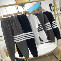 Quanma Home Spring and Autumn Childrens Clothes Men and womens Han version of HuffgWei clothing and pants Childrens College Ethos Suit