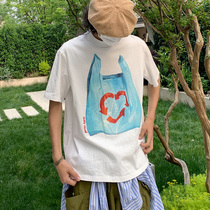 PROS BY CH originally designed waste to print short sleeve couple tide T-shirt using garbage bag