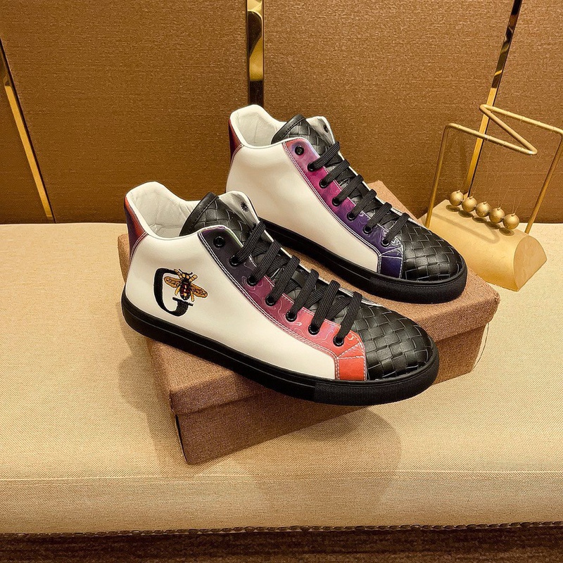 24 Autumn/Winter New Little Bee High-Top Men's Shoes with Fleece Lining, Casual Shoes, Korean Style Woven Sneakers, Cool High-Top Cotton Shoes