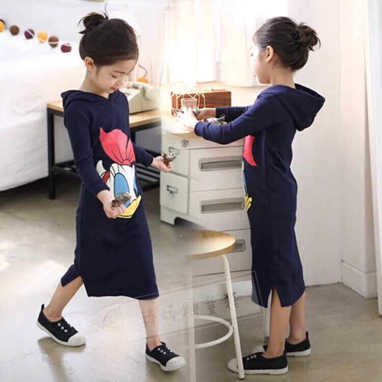 Spring and Autumn New Girl Long Sleeve Dress in Big Child Autumn Children's Ocean Gas