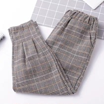 Girl Pants 2022 New Foreign Air Children Plaid Pants CUHK Child Casual Harun Pants Spring Autumn Turnip Pants Plus Suede