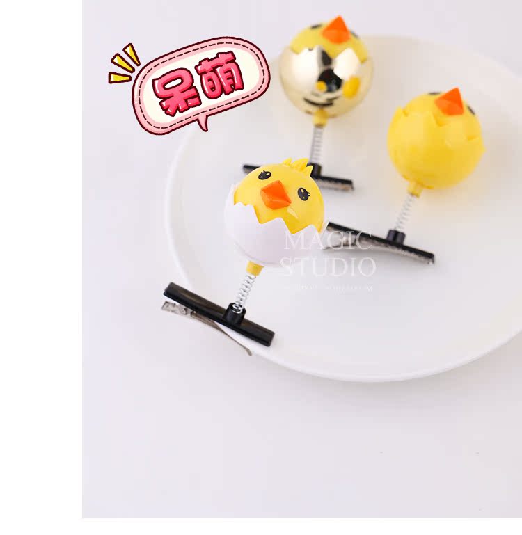 Bán dễ thương tạo tác dễ thương kẹp tóc chick top clip đèn pha sáng phụ kiện tóc sáng bóng màu vàng gà trẻ em kẹp tóc