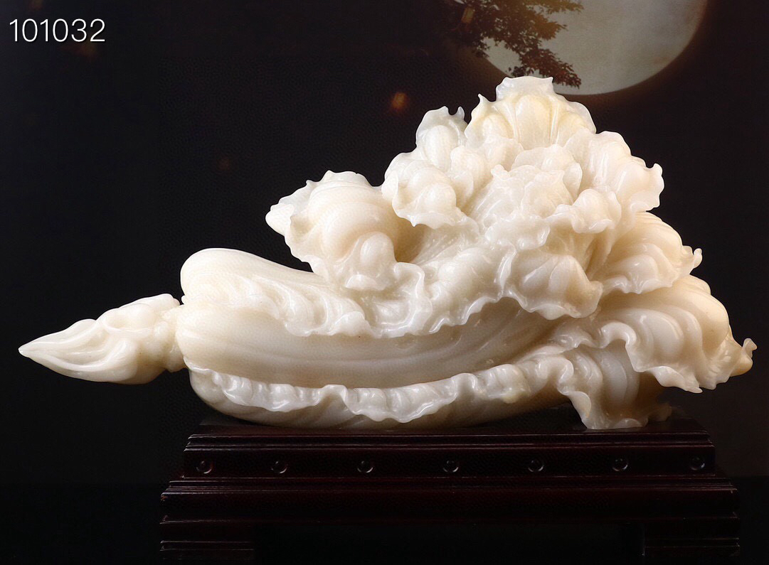 寿山石玉石白菜百财摆件：招财进宝的客厅艺术品，高档办公室必备