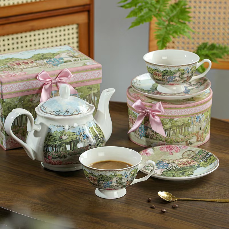 French Wedding Carriage Bone China Couple Mugs Coffee Cups Exquisite Ceramic Gift High-End Gift Box for Best Friend French Wedding Carriage Bone China Couple Mugs Coffee Cups Exquisite Ceramic Gift High-End Gift Box for Best Friend