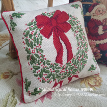 Foreign gift wool thread handmade velvet embroidered wreath pillow cushion cover foreign trade stock retro Christmas decoration