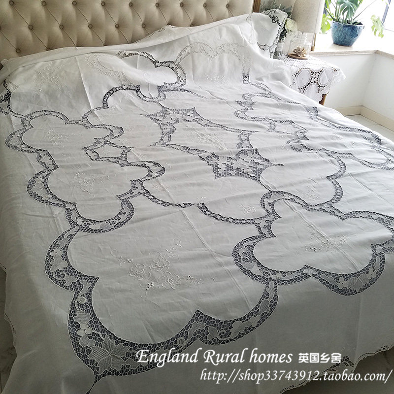 Foreign Trade Old Stock All Handmade Treasures collection Xiaoshan ten thousand Rays Lace Tide State Mat Embroidered Imported Linen Bed Cover Curtains