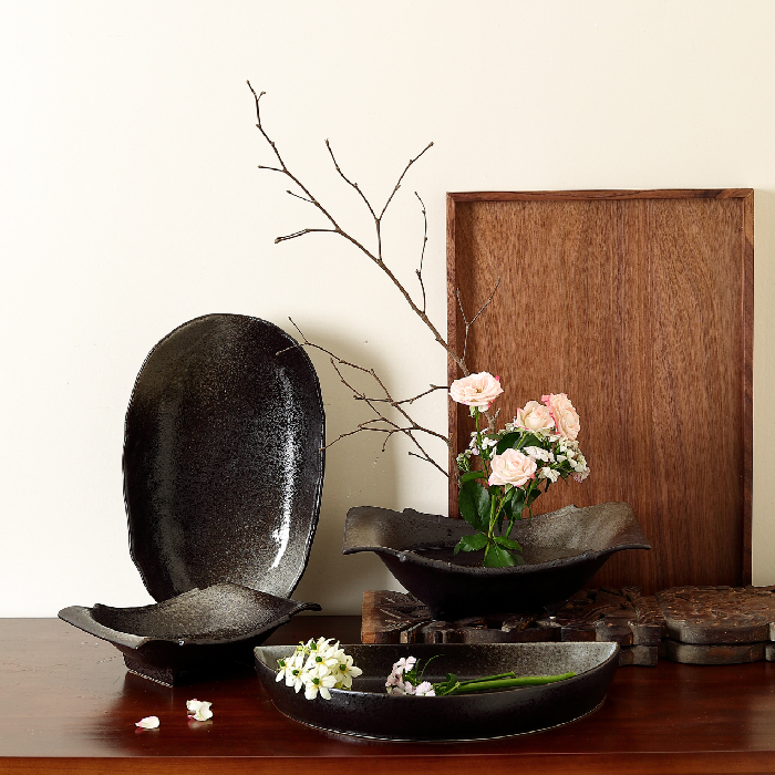 Jianshan Ceramic Flower Arranger Ohara Liuchifang Flower Road Chinese Flower Pot Large Plate Vessel Zen Hydroponics Japanese Retro