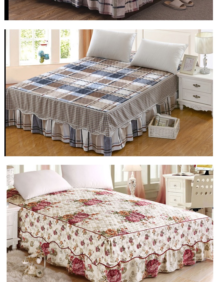 Giường bông váy giường bao gồm bông bông giường bìa xù quilt cover dày bông duy nhất mảnh bông không trượt 1.8m 2.0m