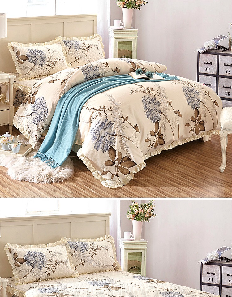 Giường bông váy giường bao gồm bông bông giường bìa xù quilt cover dày bông duy nhất mảnh bông không trượt 1.8m 2.0m