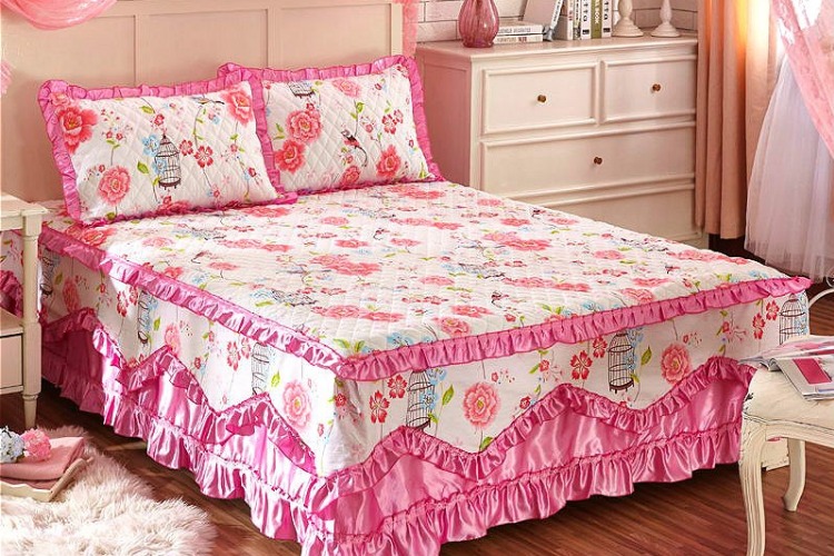 Giường bông váy giường bao gồm bông bông giường bìa xù quilt cover dày bông duy nhất mảnh bông không trượt 1.8m 2.0m