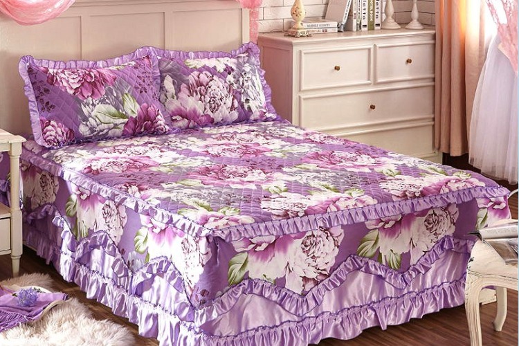 Giường bông váy giường bao gồm bông bông giường bìa xù quilt cover dày bông duy nhất mảnh bông không trượt 1.8m 2.0m