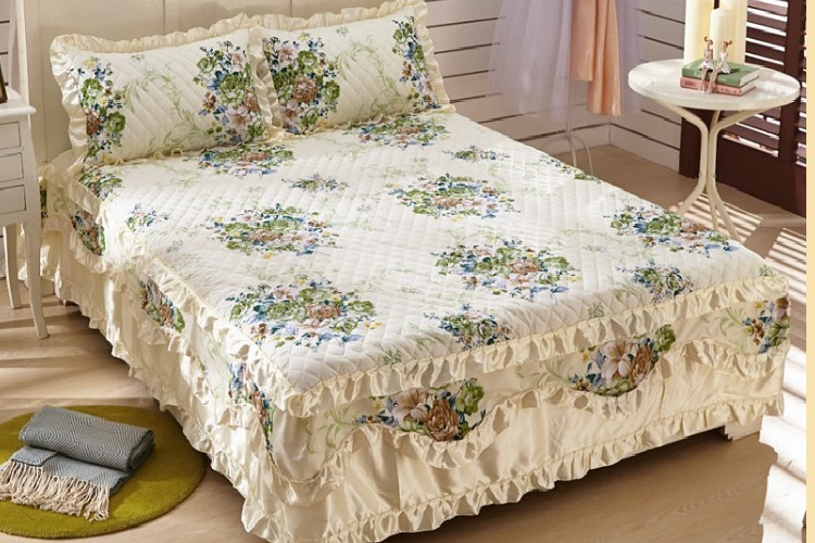 Giường bông váy giường bao gồm bông bông giường bìa xù quilt cover dày bông duy nhất mảnh bông không trượt 1.8m 2.0m