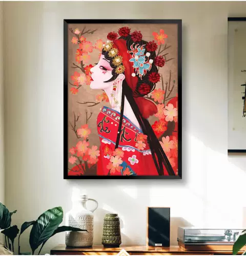 2023 Новое алмазное бурение древнее ветры Huadan Living Room Китайская приливная оперная 5D Плачковая буровая спальня -