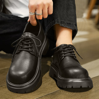 Derby Shoes for Men, Spring Men's Shoes, Height-Increasing Work Shoes, Thick-Soled Martin Boots, Low-Top Formal Business Casual Large Leather Shoes