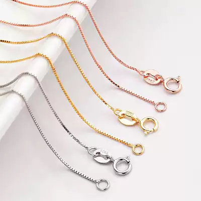 Qingwan (box chain) S925 sterling silver gold-plated tricolor chain versatile multi-size