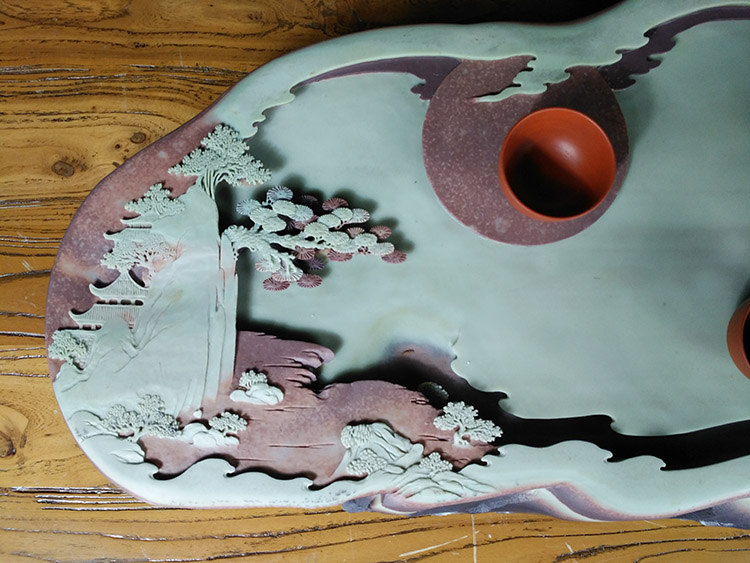 Shu is a purple robe jade belt stone tea tea tray with the whole piece of the original natural stone, stone tea set contracted dry mercifully set