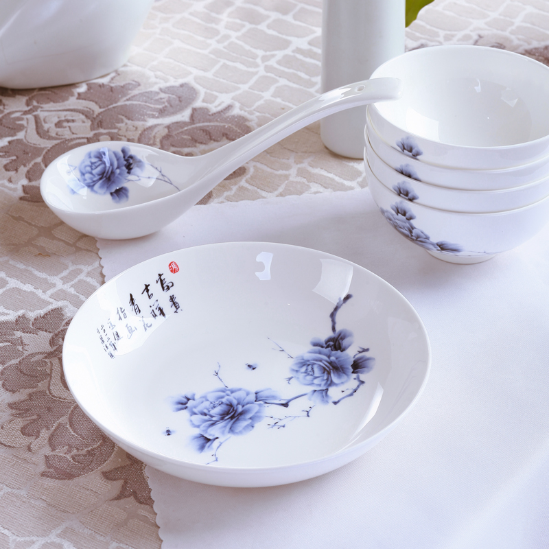 Shu is rice dish plate ipads porcelain tableware of jingdezhen blue and white porcelain plates ipads plate Chinese soup plate plate 8 inches