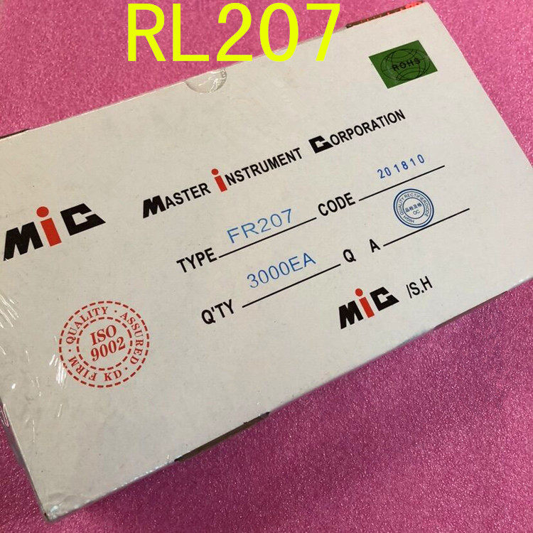 FR207 Fast Recovery Rectified Diced Diode with 2A 1000V Replacement RL207 1 Box 3000 = RMB126