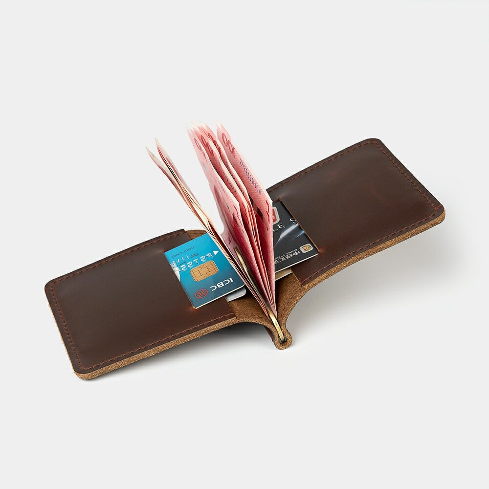 No name handmade handmade solid color male wallet short clip female student bill document clip retro personality trend