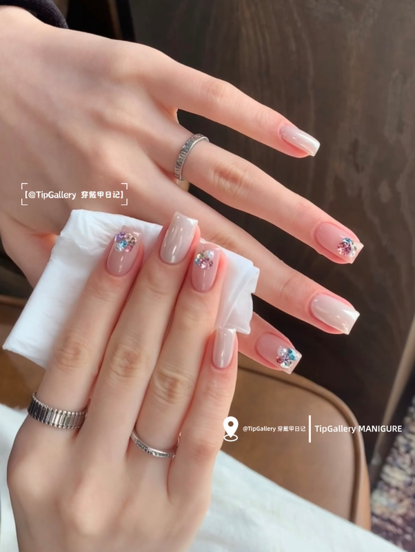 Hailey Pink Ruth White Nude Color K9 Diamond Handmade Wearable Nails Light Luxury ins Style Short Gentle Whitening Nail Art Stickers Hailey Pink Ruth White Nude Color K9 Diamond Handmade Wearable Nails Light Luxury ins Style Short Gentle Whitening Nail Art Stickers