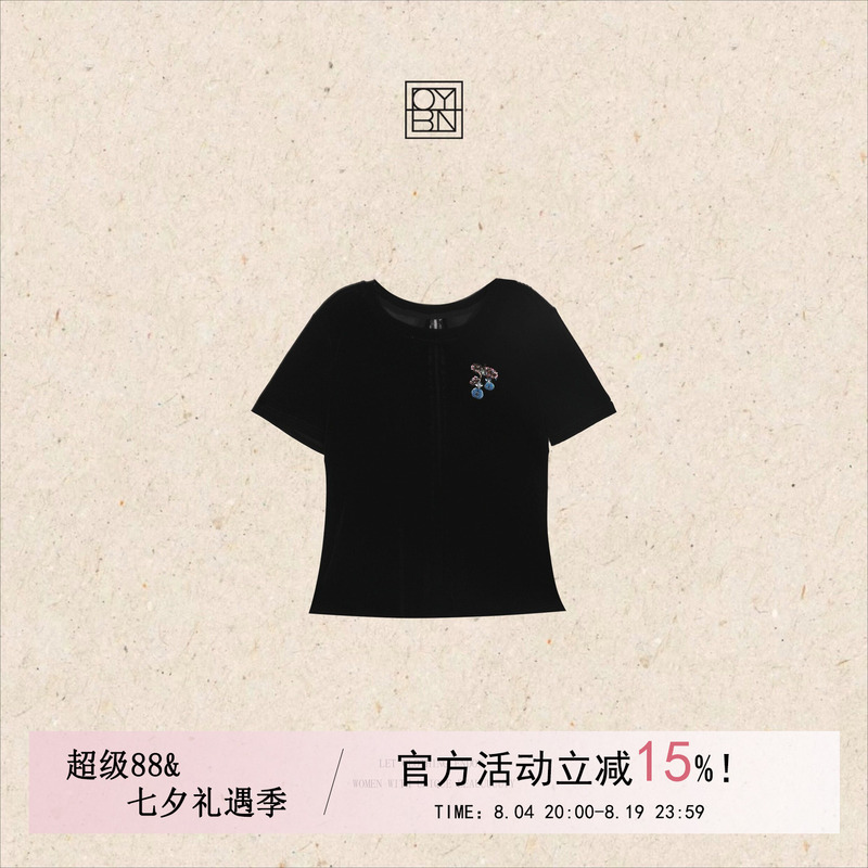 Ouyang Beini Plus-Size Women's Velvet Lace Patchwork Short-Sleeve T-Shirt Summer Slimming Top for Plus-Size Women 9647 Ouyang Beini Plus-Size Women's Velvet Lace Patchwork Short-Sleeve T-Shirt Summer Slimming Top for Plus-Size Women 9647