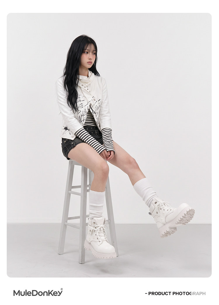 Mule Donkey Lace-Up Platform Martin Boot